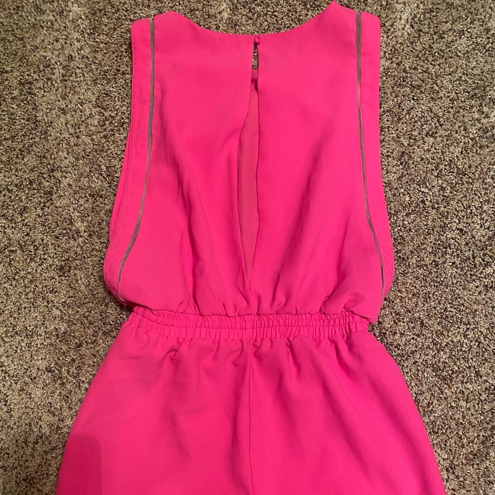 Pink open back short set